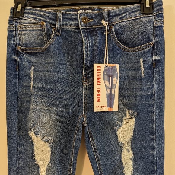 NWT Wax Jeans High Rise Distressed Original Denim Jeans 9 - Picture 2 of 8